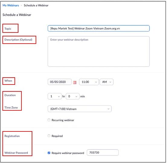 hướng dẫn sử dụng zoom webinar: lên lịch tổ chức hội thảo trực tuyến trên Zoom Webinar