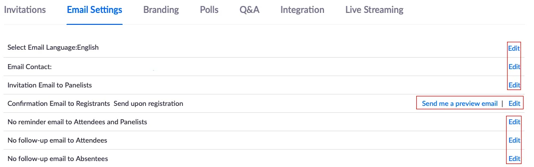 hướng dẫn sử dụng zoom webinar: Cài đặt Email trên zoom webinar