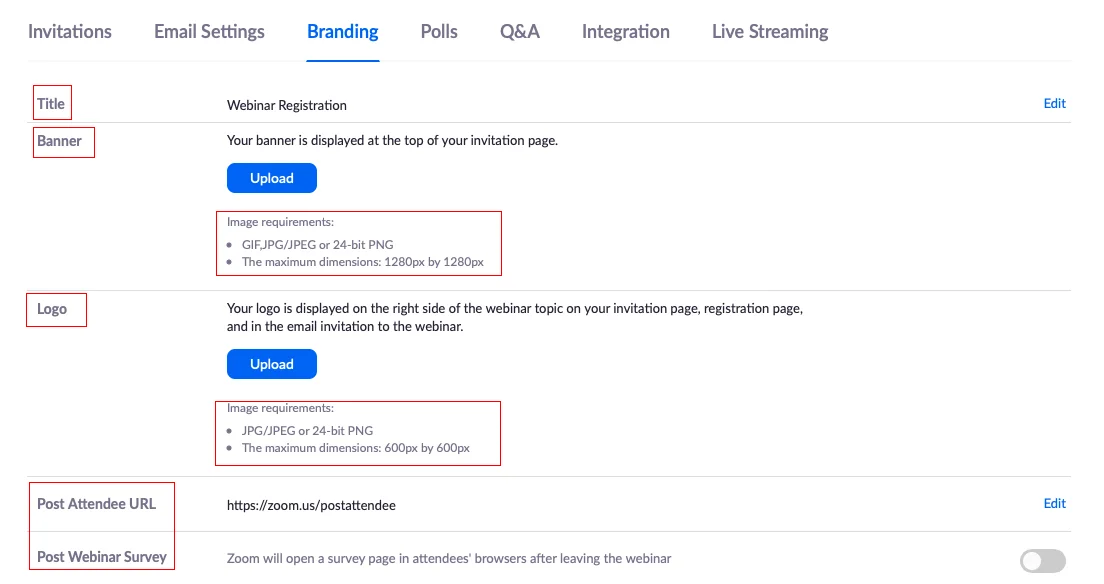 hướng dẫn sử dụng zoom webinar: Branding trên zoom webinar