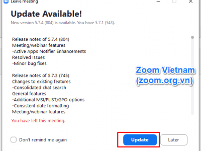 Zoom Client ra mắt phiên bản mới v5.7.4 (804)