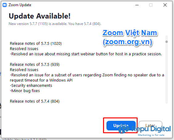 Zoom Client ra mắt phiên bản 5.7.5