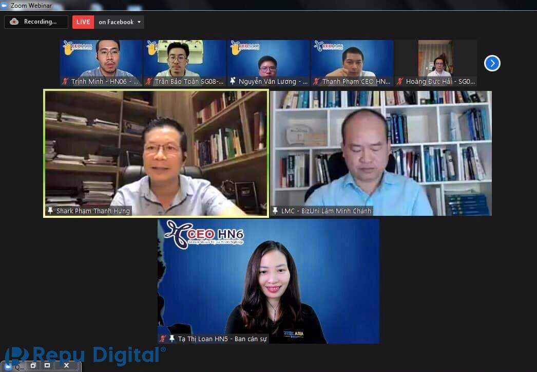 Shark Phạm Thanh Hưng, Mr. Lâm Minh Chánh và CEO HN 6 lựa chọn Zoom Meeting