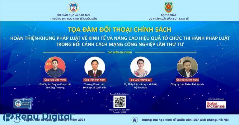 Read more about the article Đại học Kinh tế quốc dân phối hợp với Bộ Tư pháp lựa chọn Zoom tổ chức tọa đàm đối thoại chính sách “Hoàn thiện khung pháp luật về kinh tế và nâng cao hiệu quả tổ chức thi hành pháp luật trong bối cảnh cách mạng công nghiệp lần thứ tư”