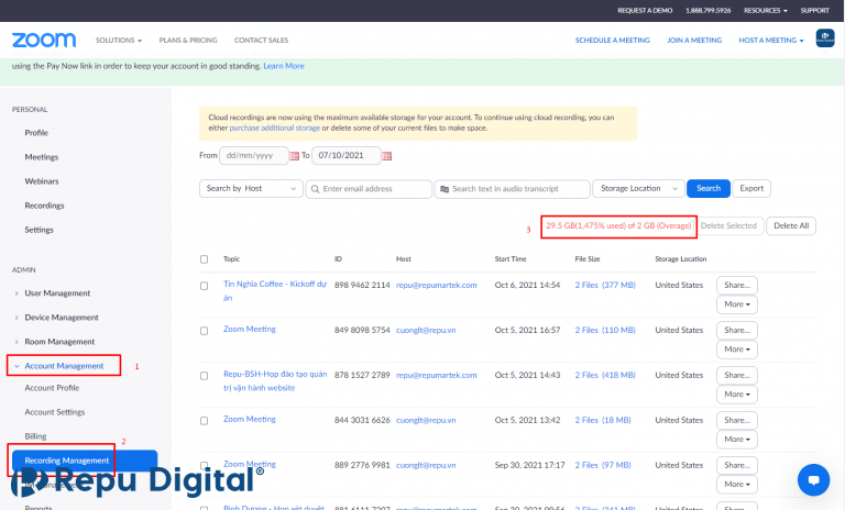 Read more about the article Hướng dẫn Tra cứu dung lượng Zoom còn lại Recording