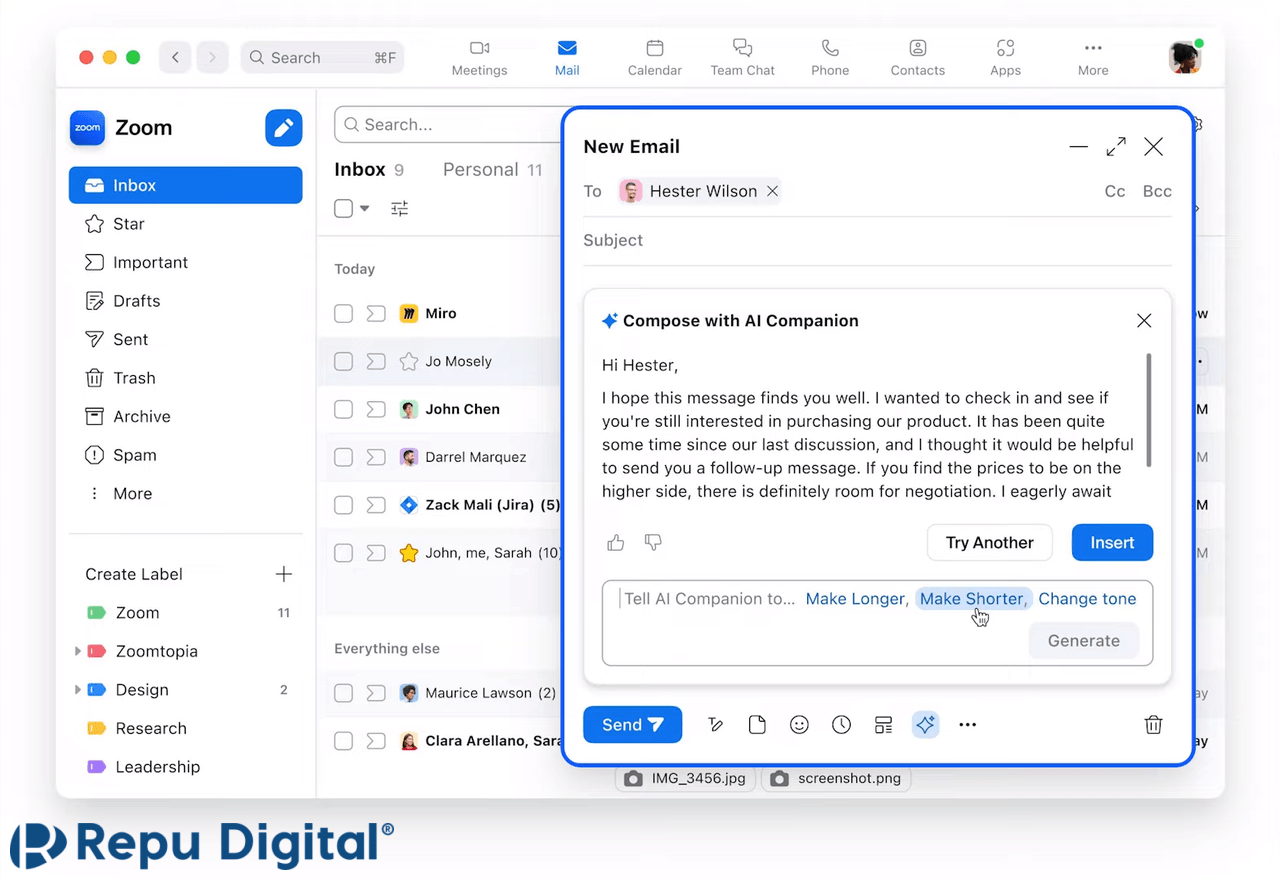 Zoom AI email