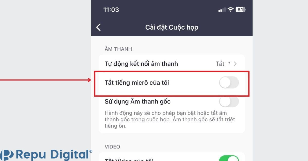 tắt mic zoom ở điện thoại