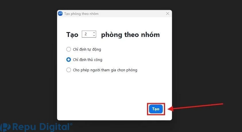 thao tác chia nhóm trên zoom