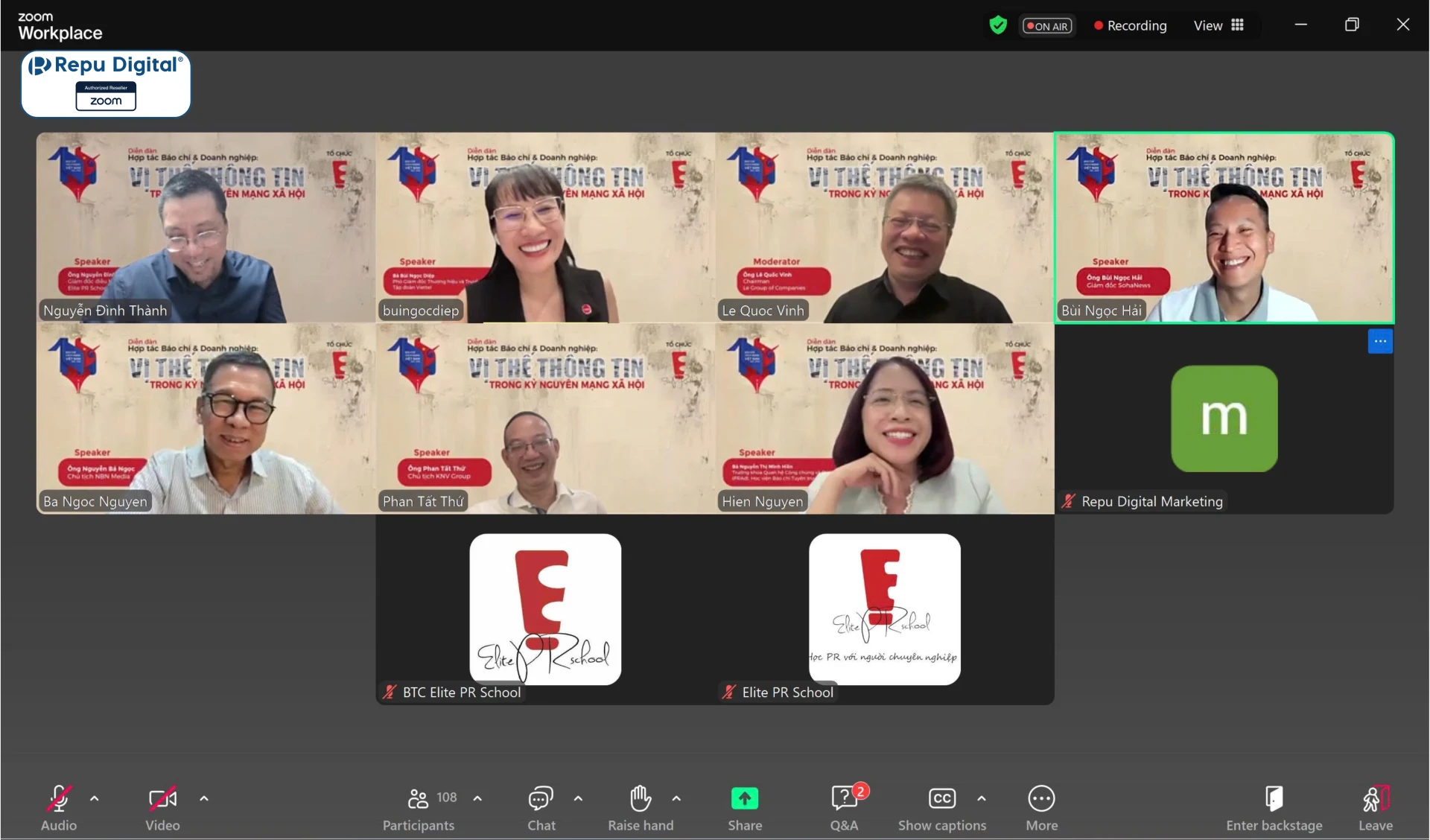 Repu Digital tự hào được tài trợ Zoom Webinar đồng hành cùng sự kiện của Elite Pr School “Diễn đàn Hợp tác Báo chí & Doanh nghiệp: Vị thế thông tin trong kỷ nguyên mạng xã hội”